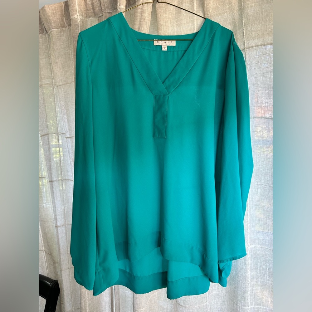 Teal Long Sleeve Relaxed Blouse